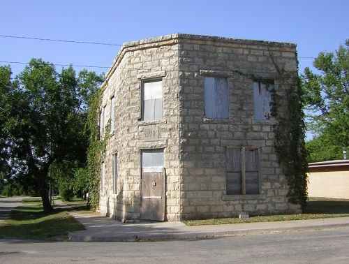 Old stone bank building in Dwight