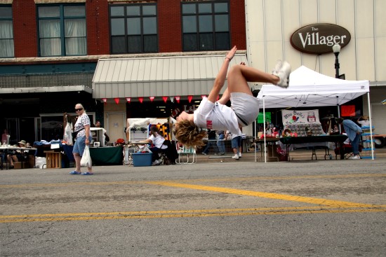 Kaitlyn Miller doing a  back flip