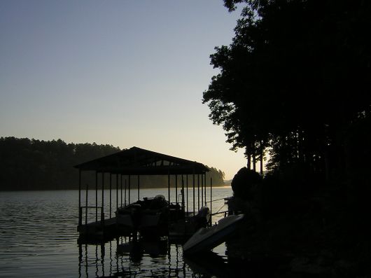 sunrise on a lake near Hot Springs