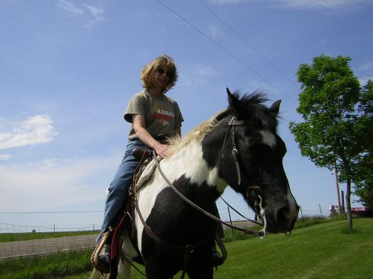 Cheryl on a horse named Pepper