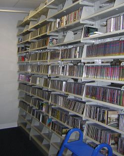 a shelf in the KPR music library