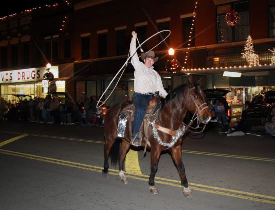 roper in the Christmas parade